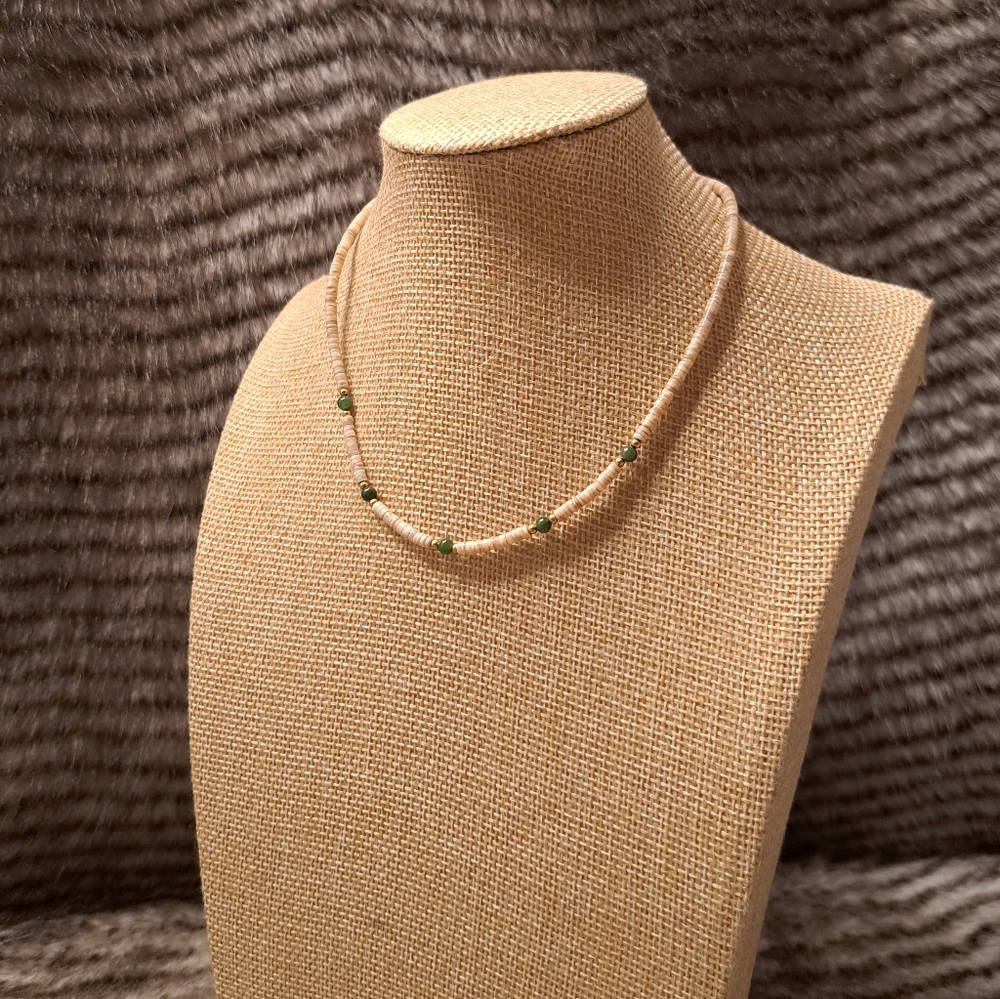 Puka Shell Jade Choker Necklace
